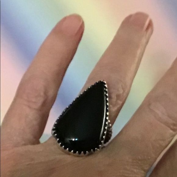 Vintage Relios‎ Sterling Silver and Onyx Ring - Picture 1 of 8